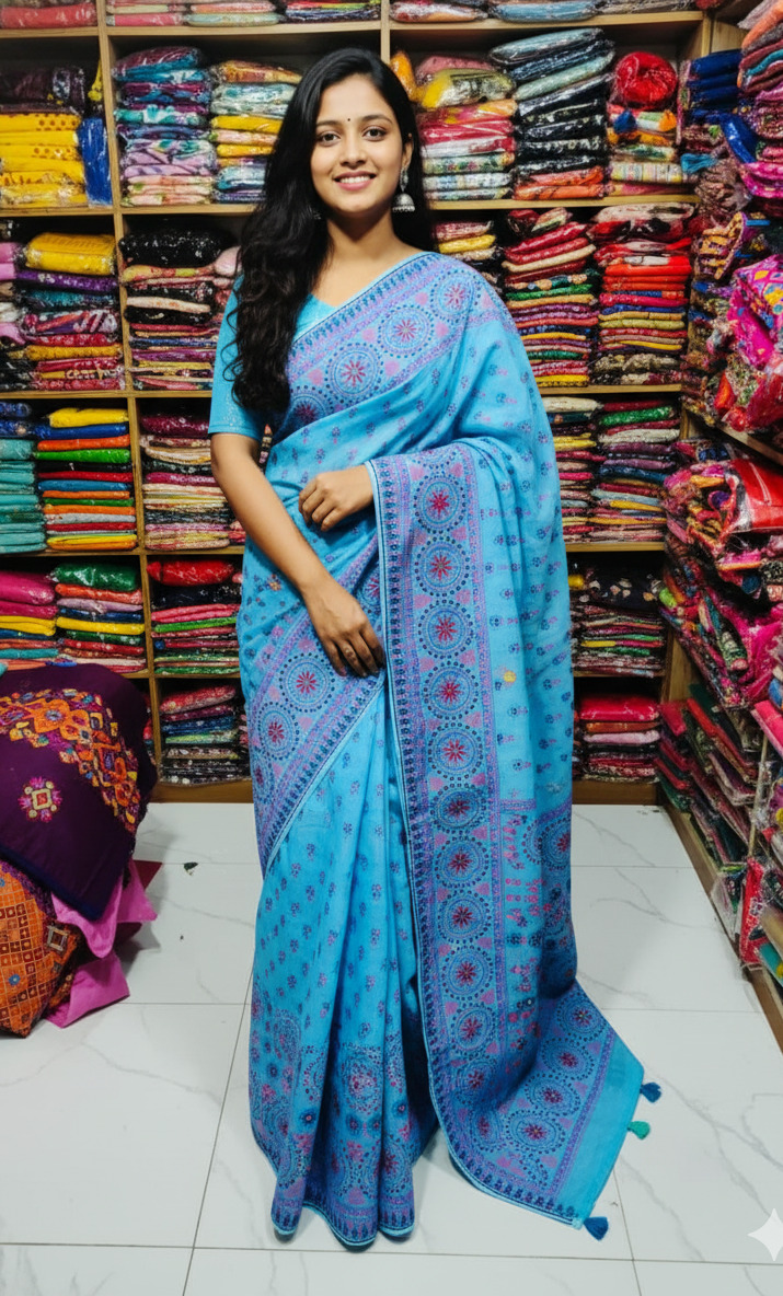 Premium Silk Boutique Skin Print Shari