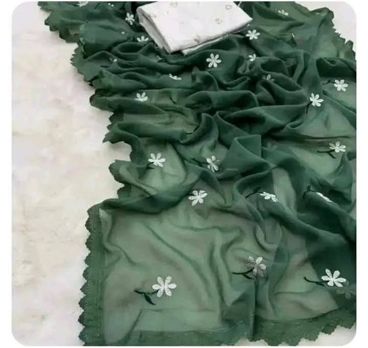 Georgette Sharee With Blouse Piece ছবি 10