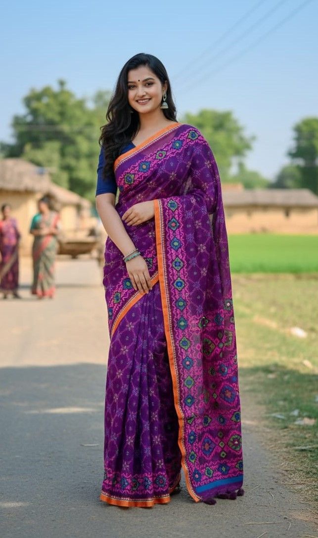 Premium Silk Boutique Skin Print Shari ছবি 5