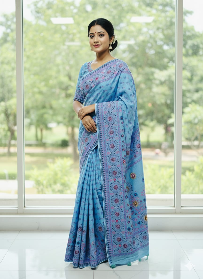 Premium Silk Boutique Skin Print Shari ছবি 15