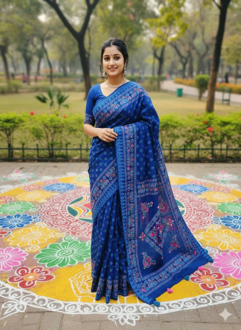 Premium Silk Boutique Skin Print Shari ছবি 2