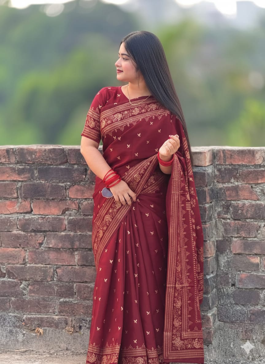 Japani Silk Sharee with Blouse Piece ছবি 5