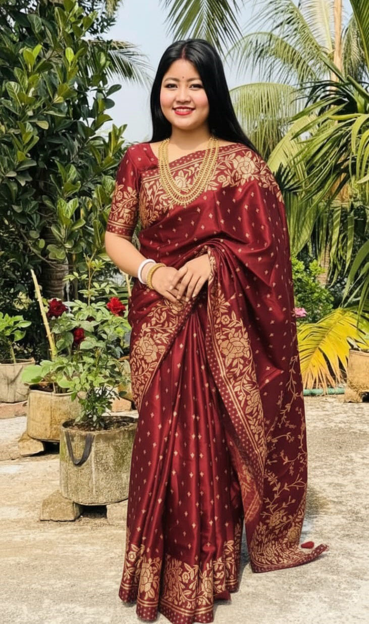 Japani Silk Sharee with Blouse Piece ছবি 15