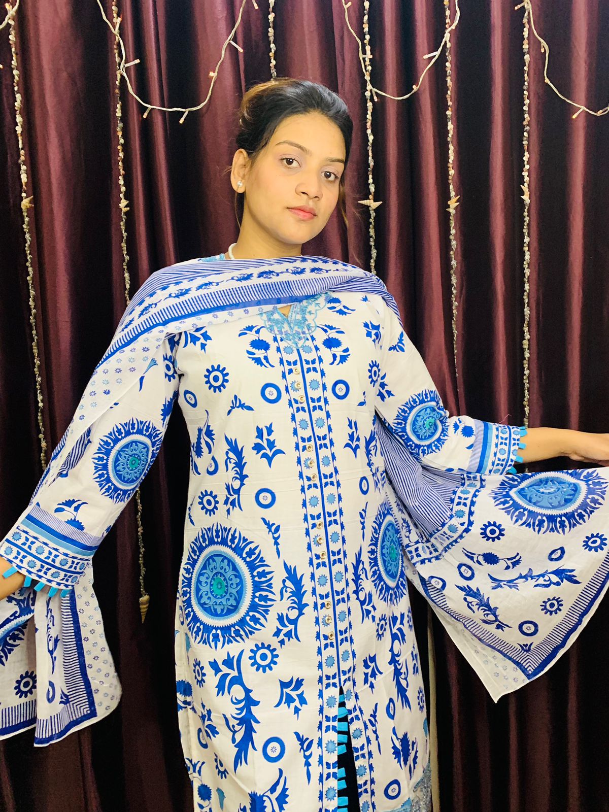 Coton dress whith skin print ছবি 8