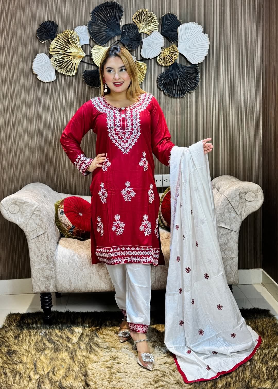 Embroidery Cotton Three Piece ছবি 6