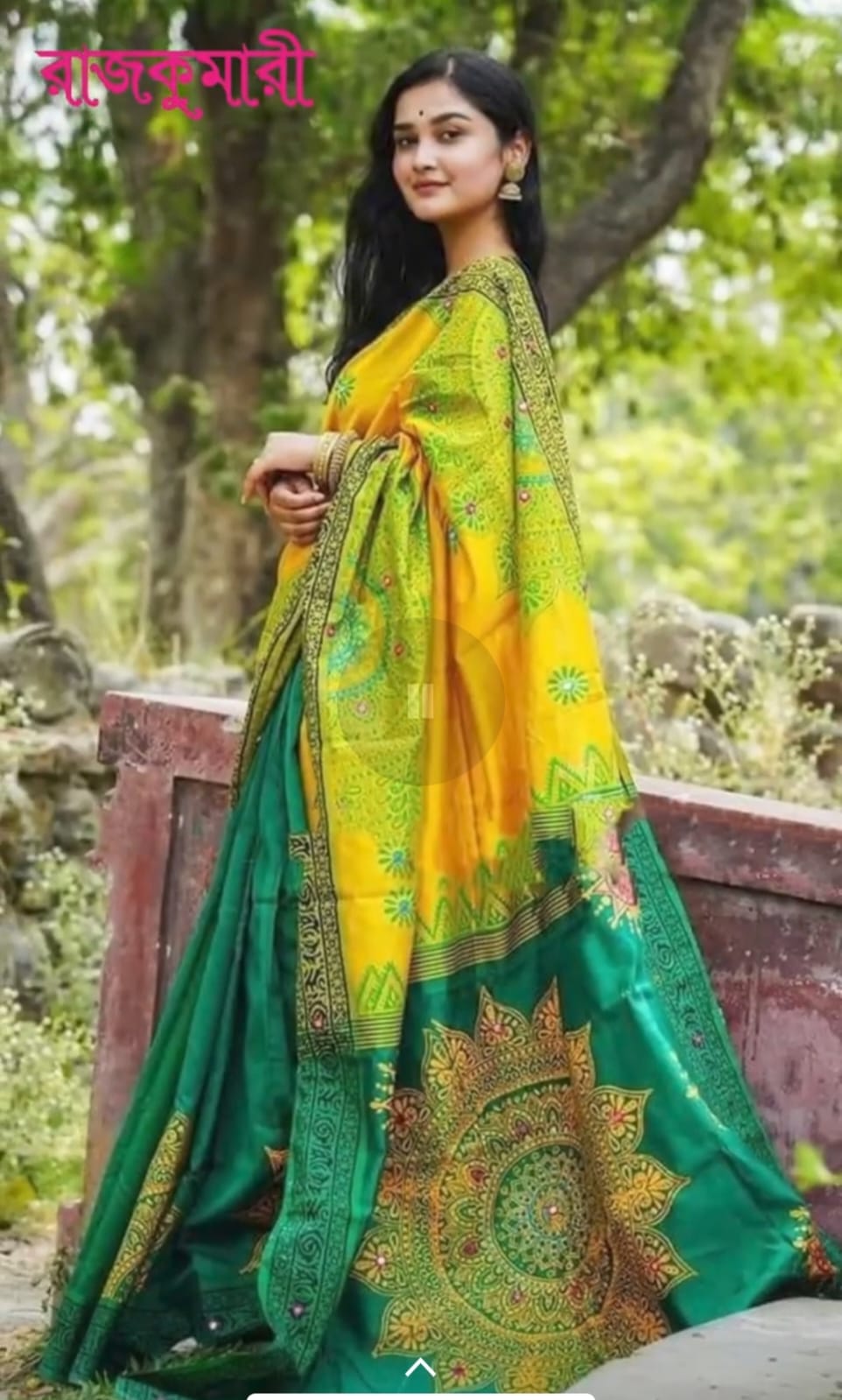 হ্যান্ডপ্রিন্ট হাফসিল্ক শাড়ী ছবি 2