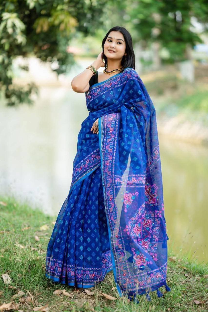 Premium Silk Boutique Skin Print Shari ছবি 10
