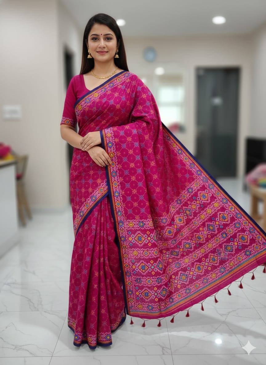 Premium Silk Boutique Skin Print Shari ছবি 7