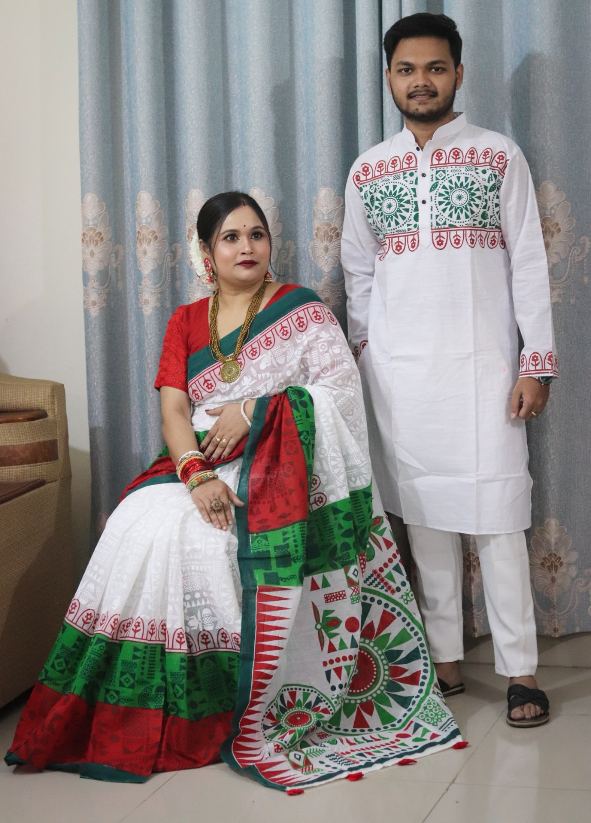 Sharee Panjabi Couple Set (No Blouse Piece) ছবি 15