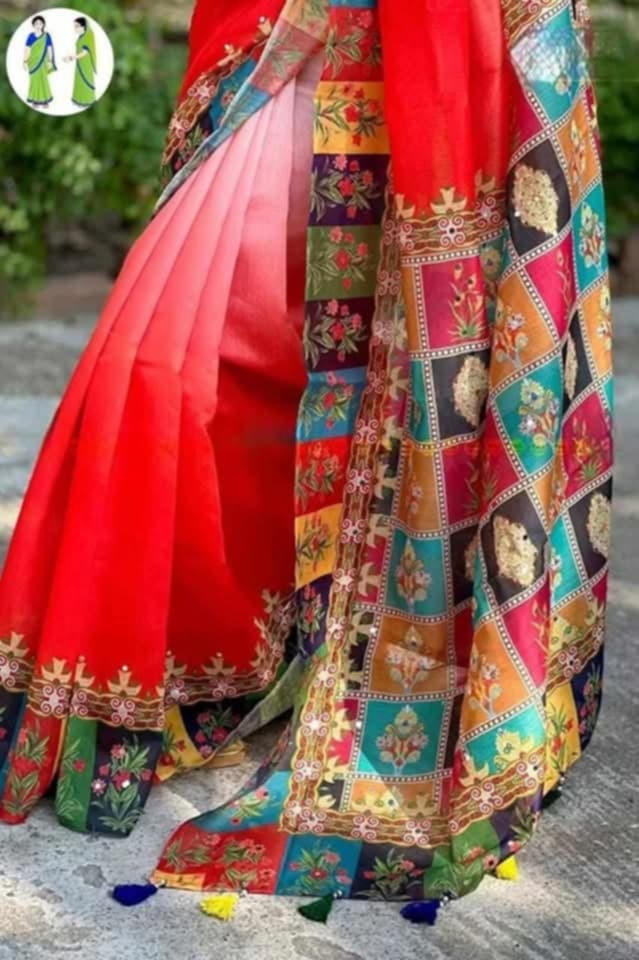 Stone and Digital Print Sharee with Blouse Piece ছবি 3