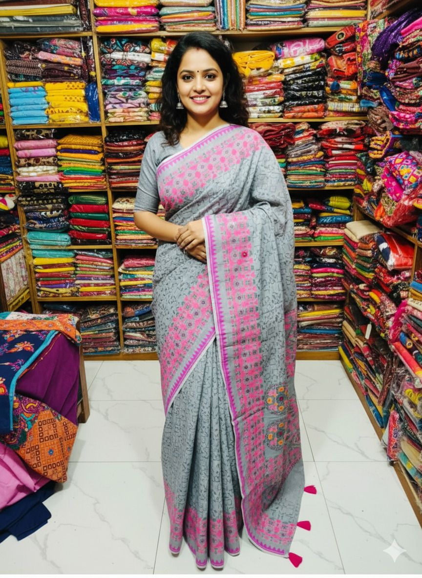 Premium Silk Boutique Skin Print Shari ছবি 4