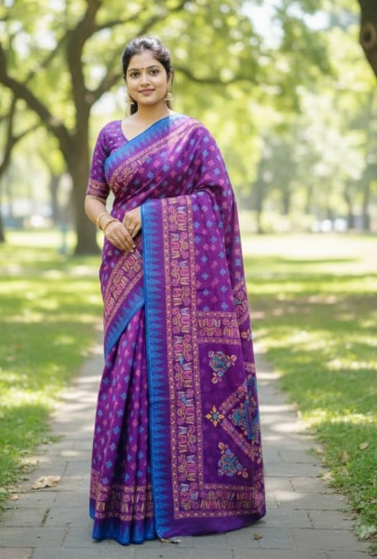 Premium Silk Boutique Skin Print Shari ছবি 8