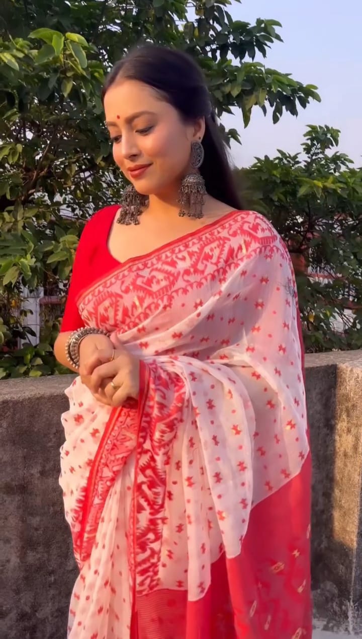 Skin Print Reshom Silk Sharee