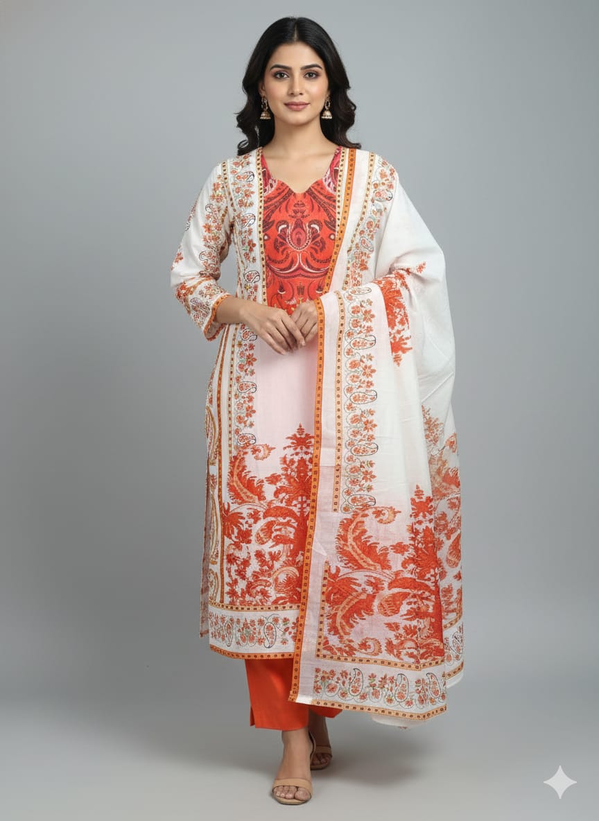 Ready Made Pure dubai silk  Digital  Print Three Piece ছবি 7