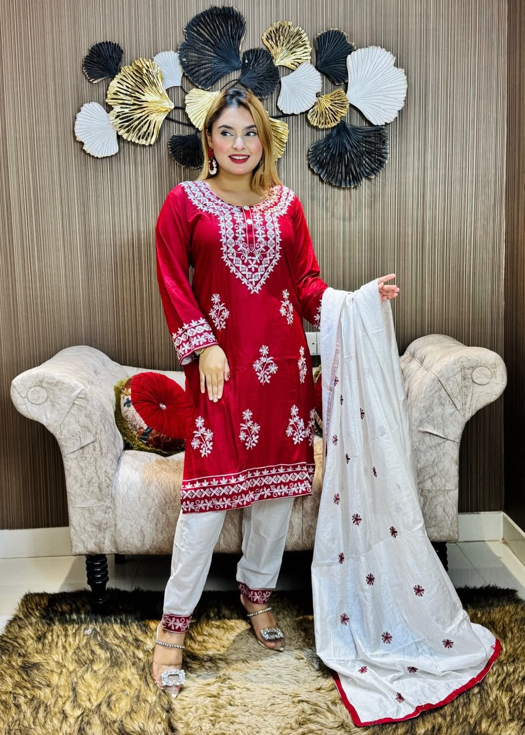 Embroidery Cotton Three Piece