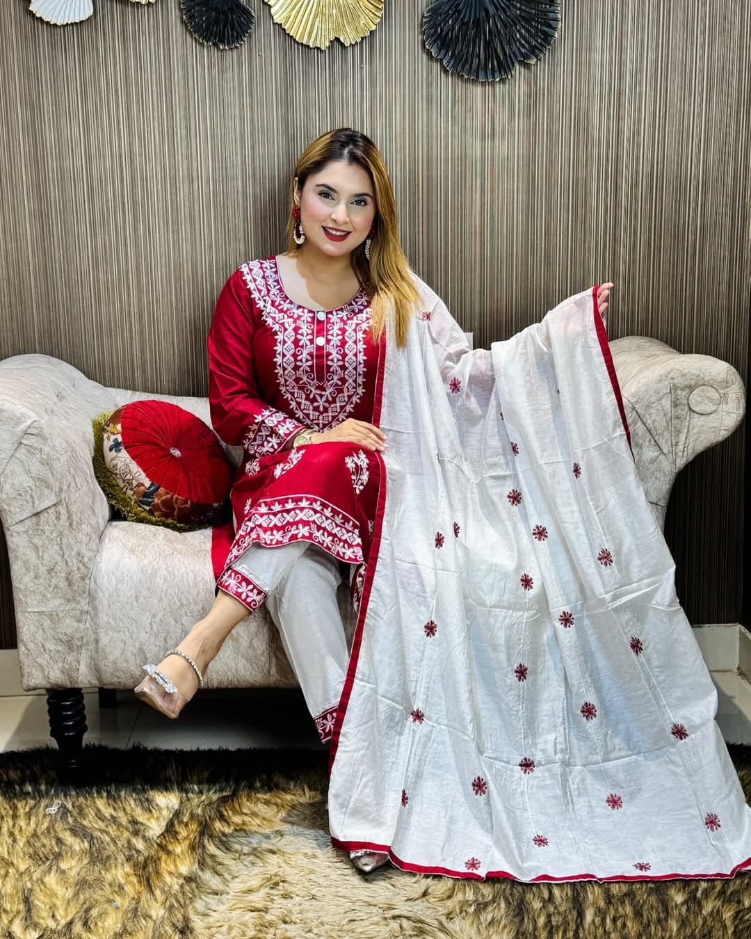 Embroidery Cotton Three Piece