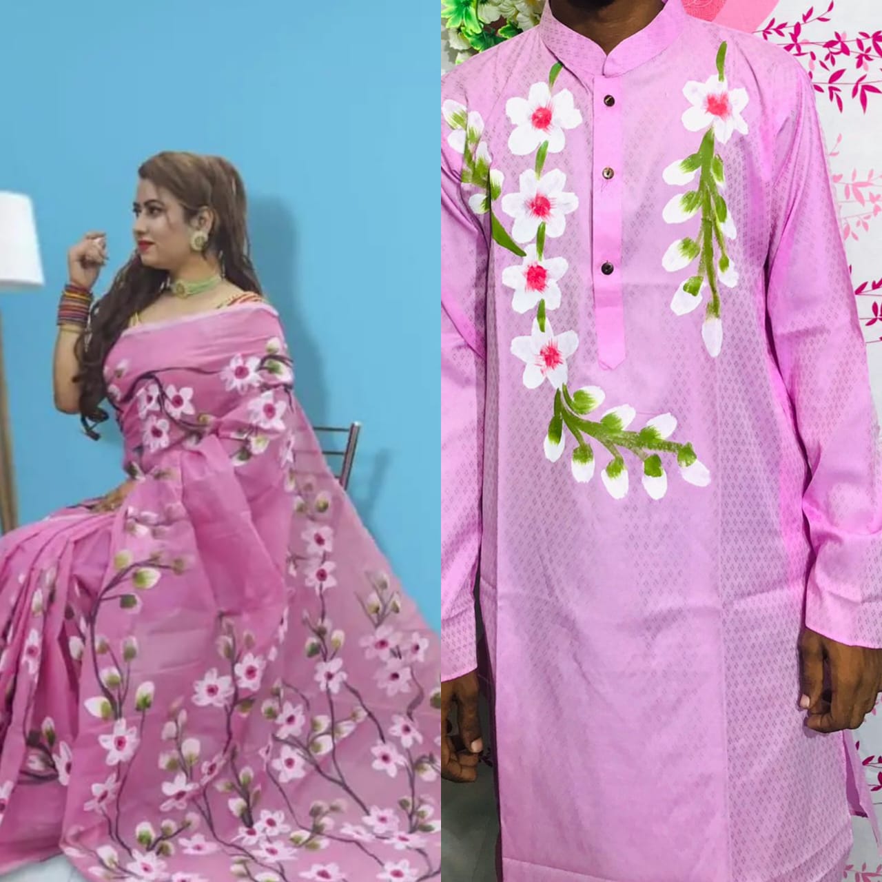 Exclusive Design Hand Print Couple Dress For Sweet Couple ছবি 6