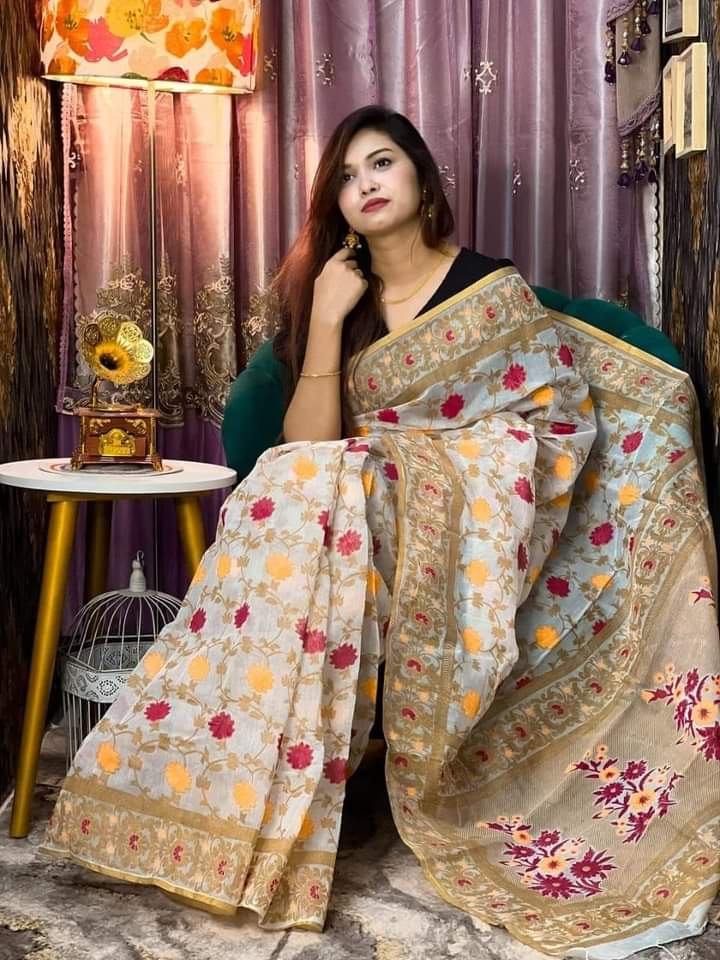 Half Silk Handprited Sarees ছবি 4