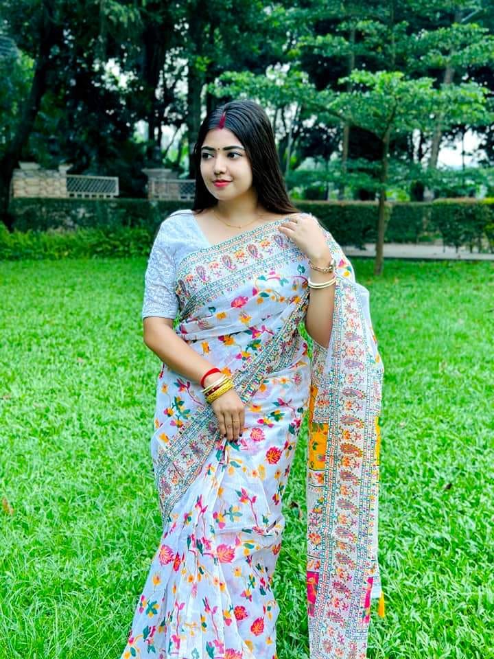 হাফ সিল্ক স্ক্রিন প্রিন্ট শাড়ি ছবি 10