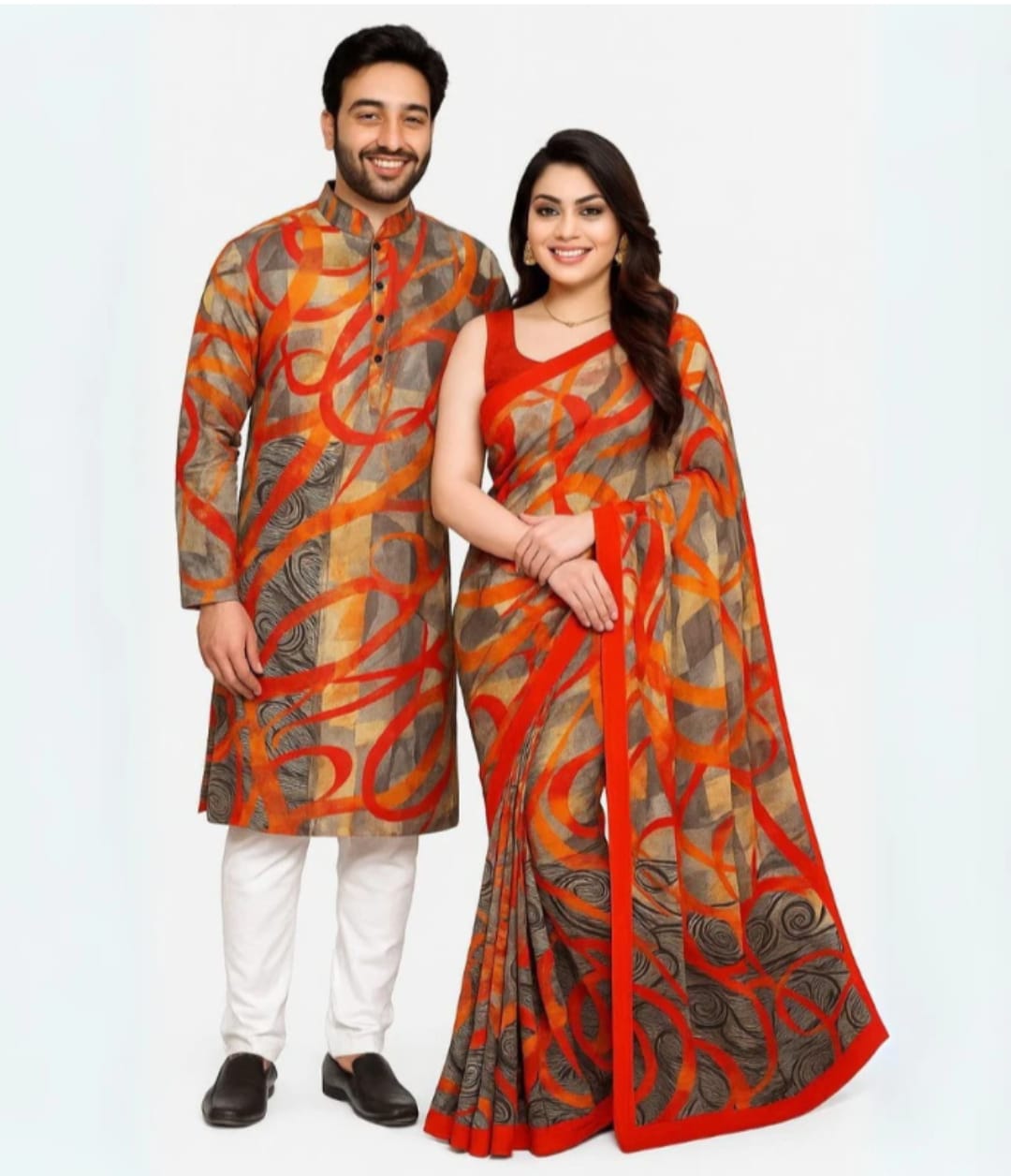 Eid Special Couple Sharee Panjabi Combo ছবি 8