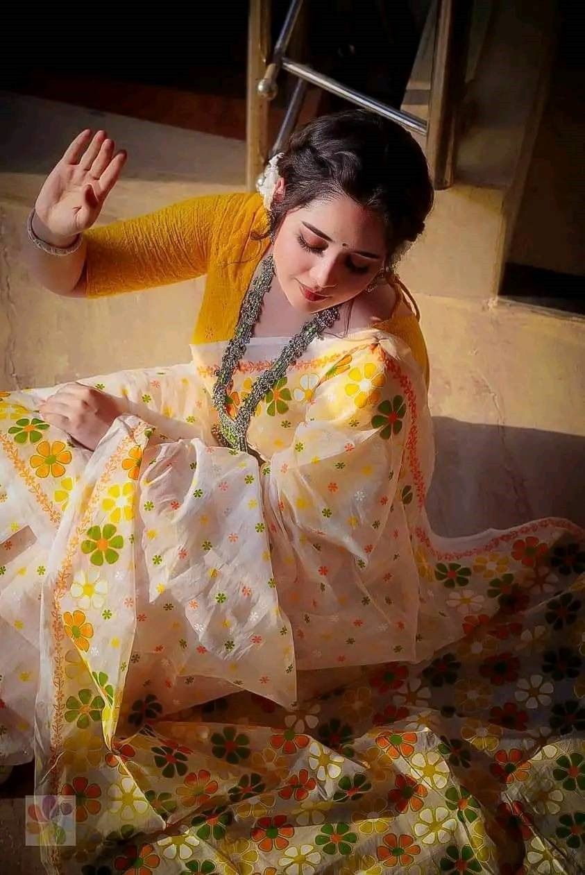 হাফ সিল্ক স্কিন প্রিন্ট শাড়ি