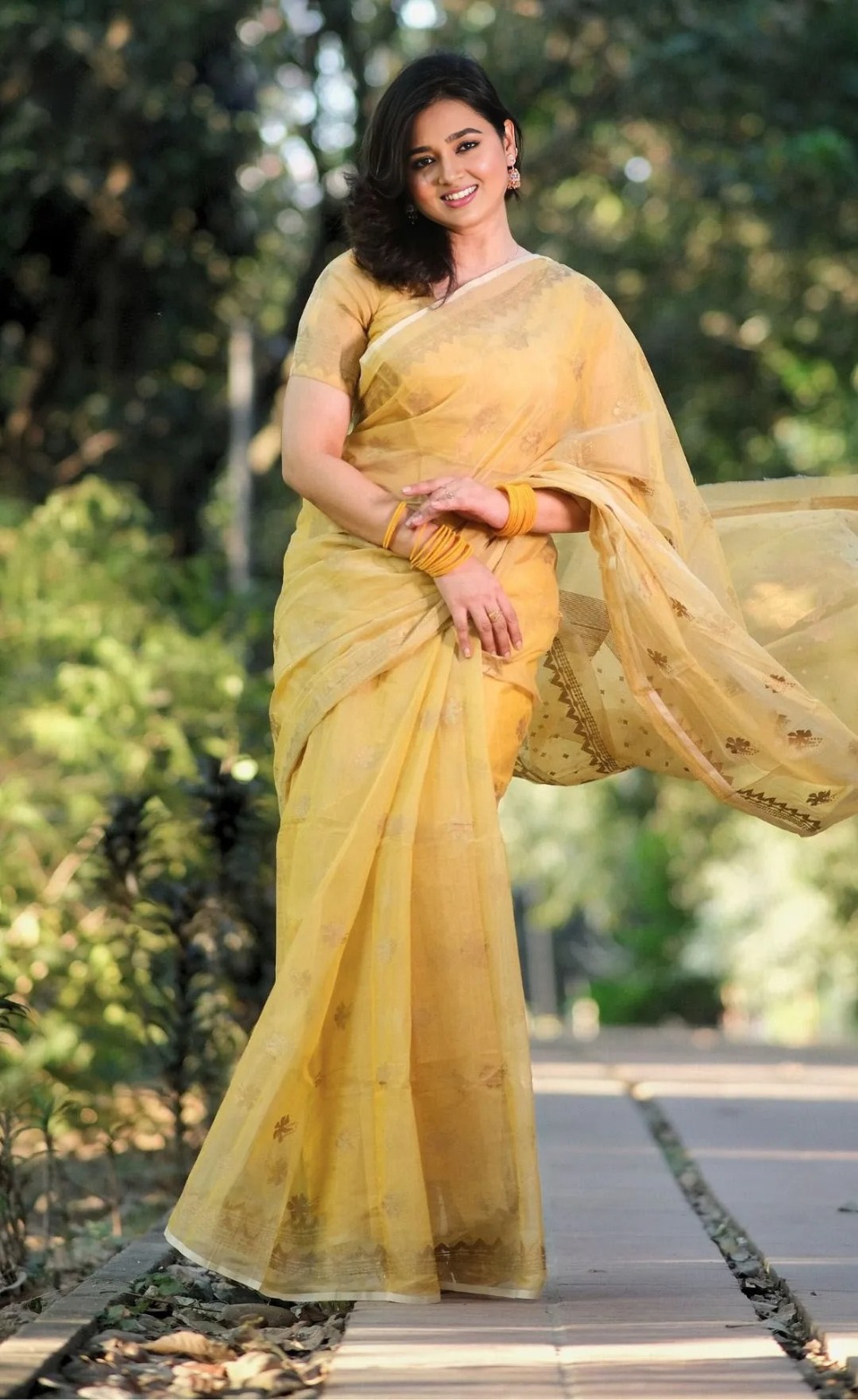 Semi Moslin Sharee with Blouse Piece