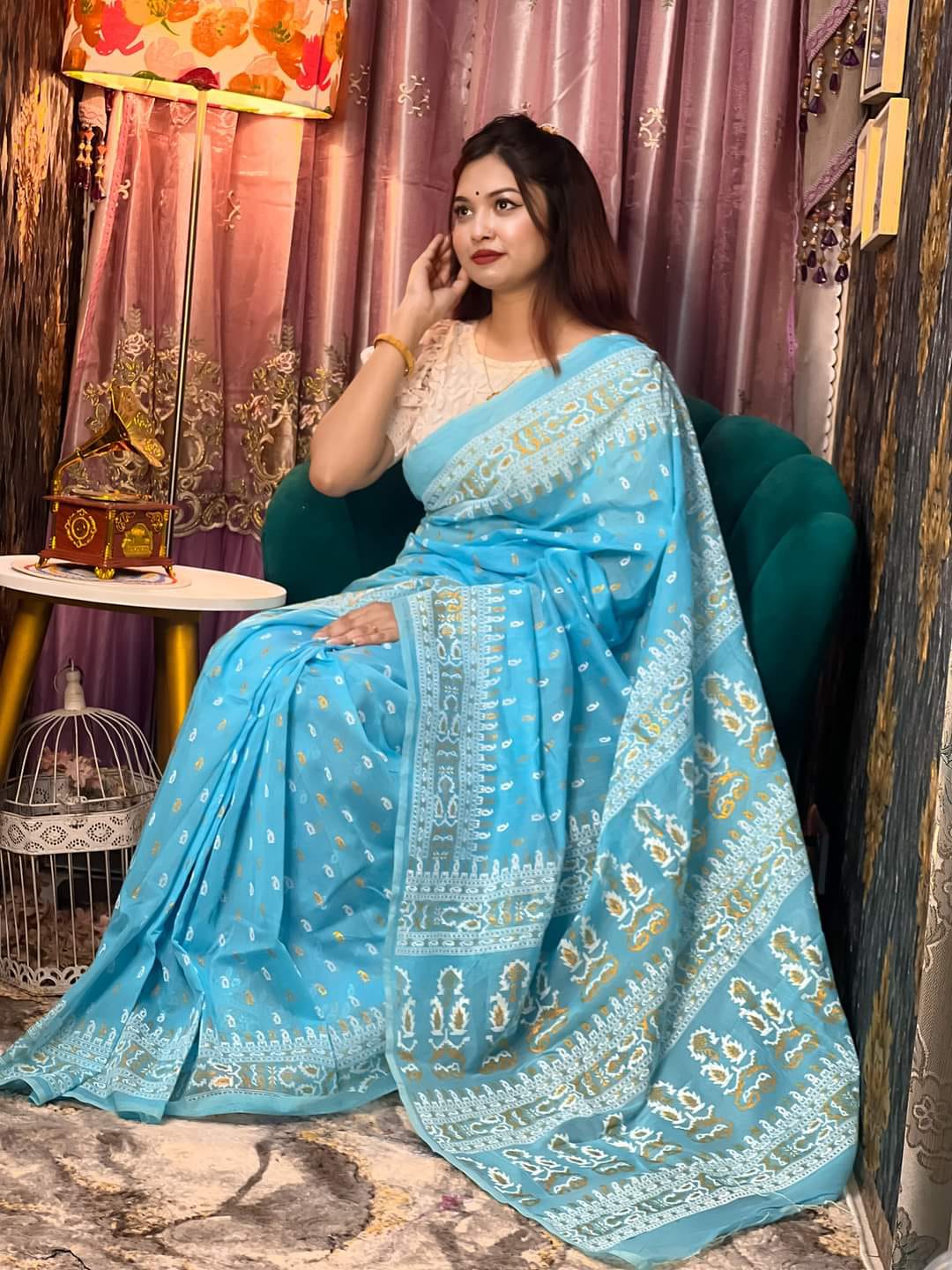 Half Silk Handprited Sarees ছবি 10