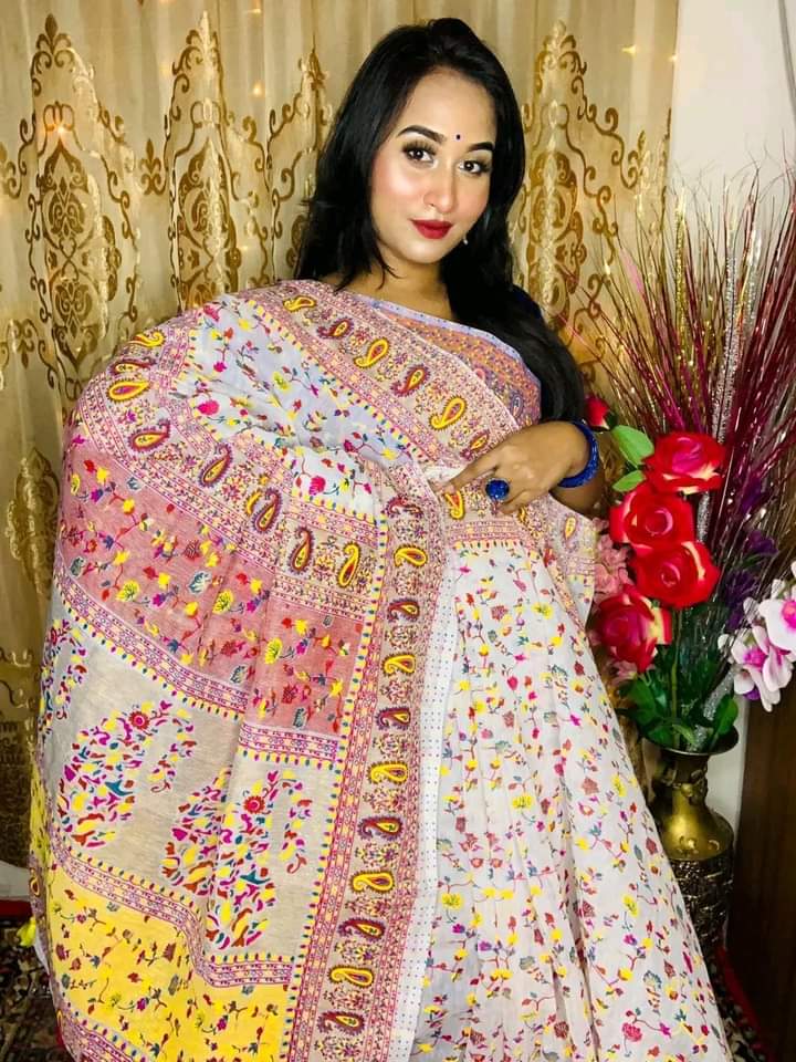 হাফ সিল্ক স্ক্রিন প্রিন্ট শাড়ি ছবি 13