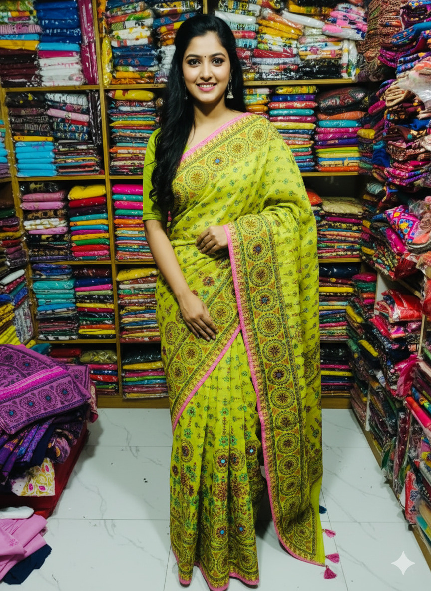 Premium Silk Boutique Skin Print Shari ছবি 12