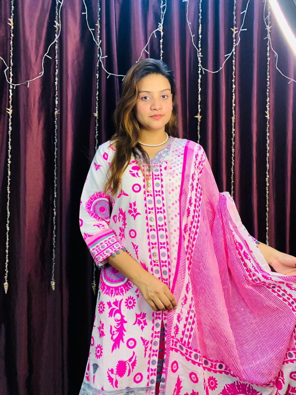 Coton dress whith skin print ছবি 3