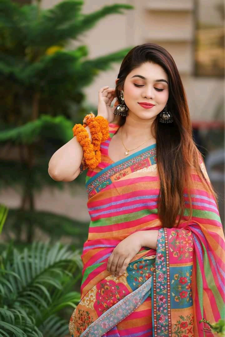 digital print sharee with blause pics ছবি 3