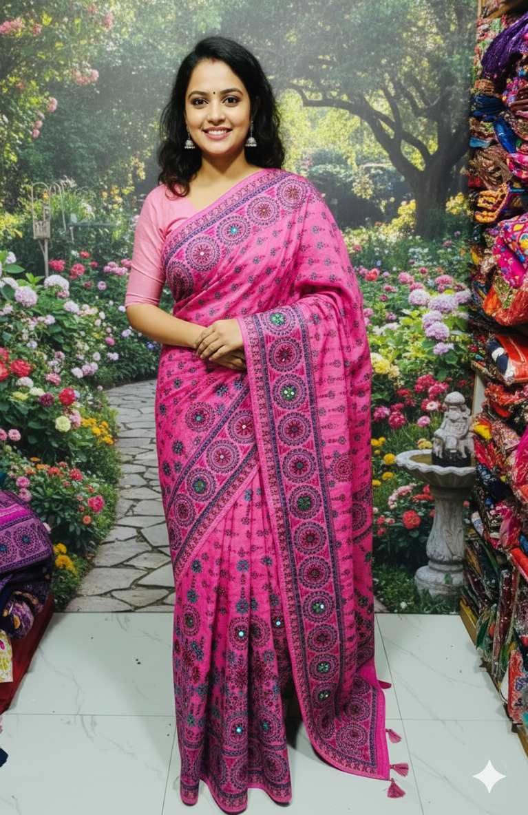 Premium Silk Boutique Skin Print Shari ছবি 10