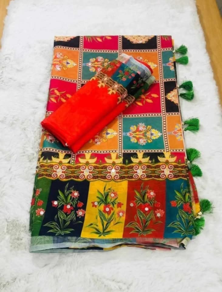Stone and Digital Print Sharee with Blouse Piece ছবি 5