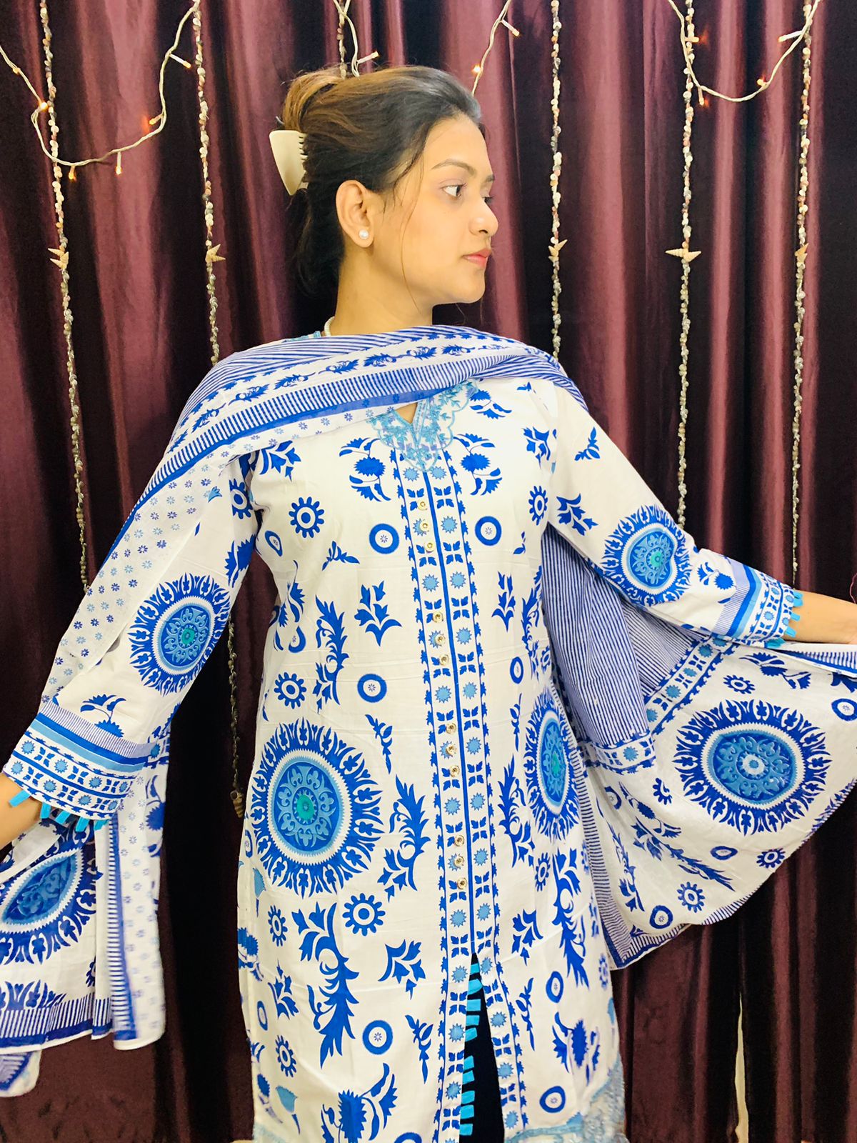 Coton dress whith skin print ছবি 6