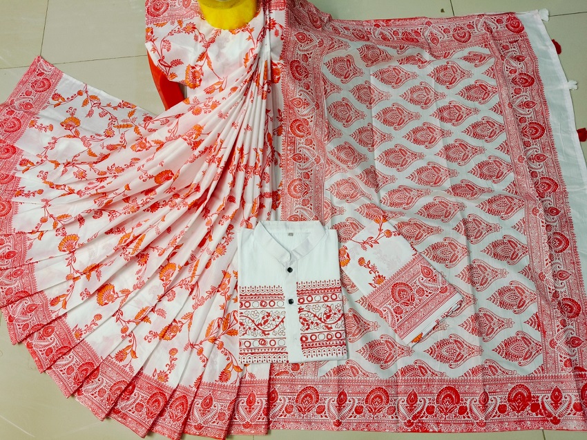 Sharee Panjabi Couple with Blouse Piece