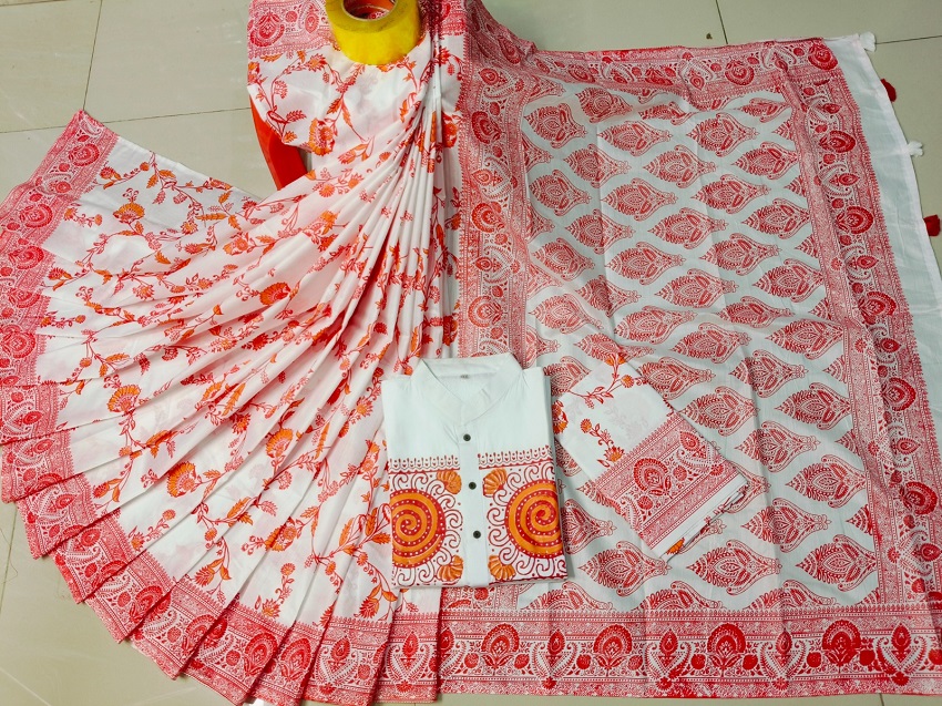 Sharee Panjabi Couple with Blouse Piece