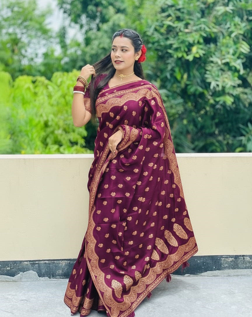 Japani Silk Sharee with Blouse Piece ছবি 6