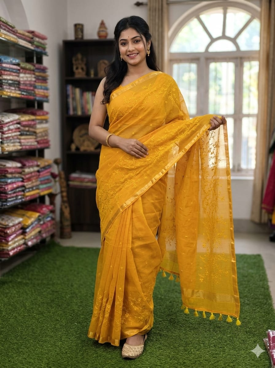 Embroidery Premium Half Silk Sharee ছবি 6