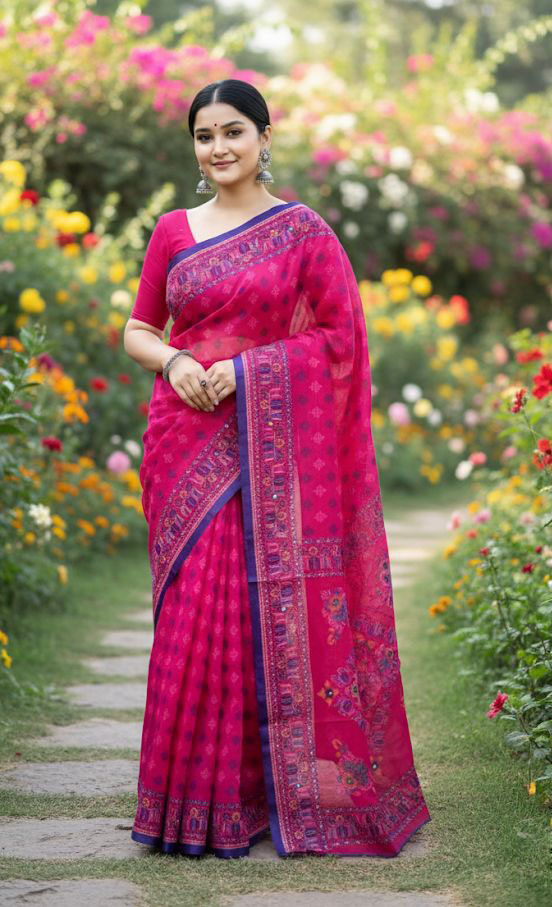 Premium Silk Boutique Skin Print Shari ছবি 2
