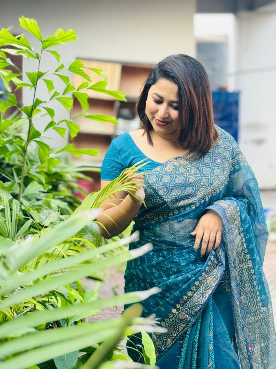 Block Print Sharee with Blouse Piece ছবি 2