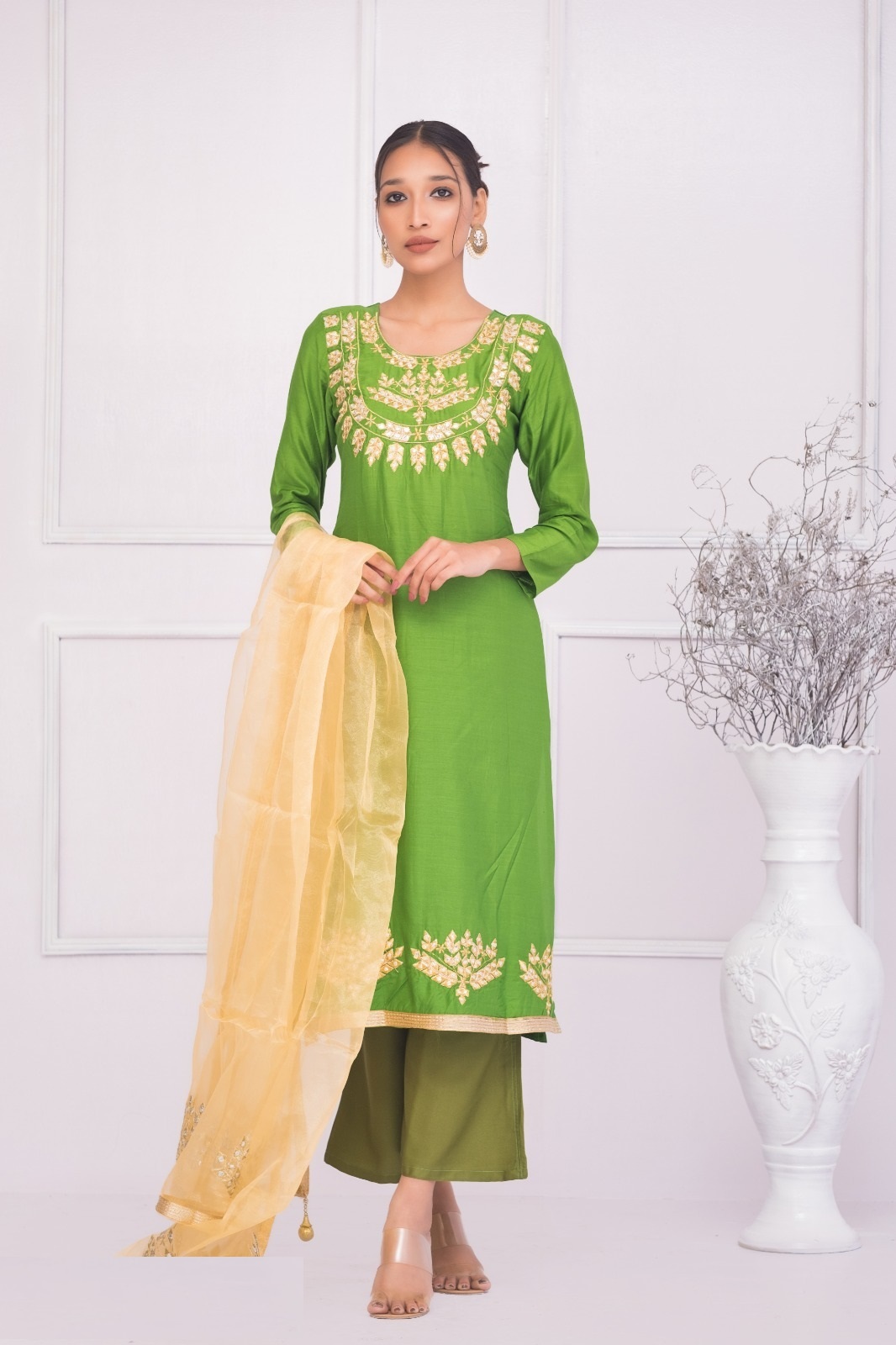 Dollar and Embroidery Work  Three Piece