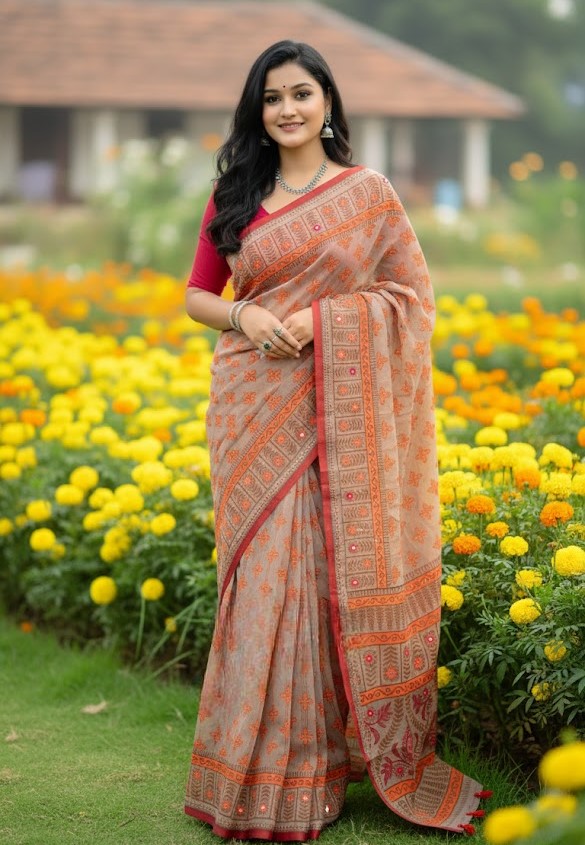 Premium Silk Boutique Skin Print Shari ছবি 14