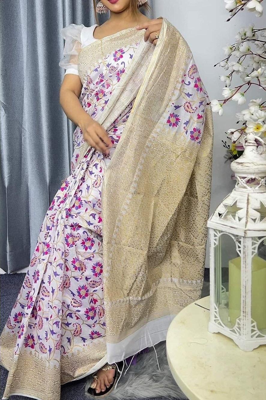 হাফ সিল্ক স্ক্রিন প্রিন্ট শাড়ি ছবি 12
