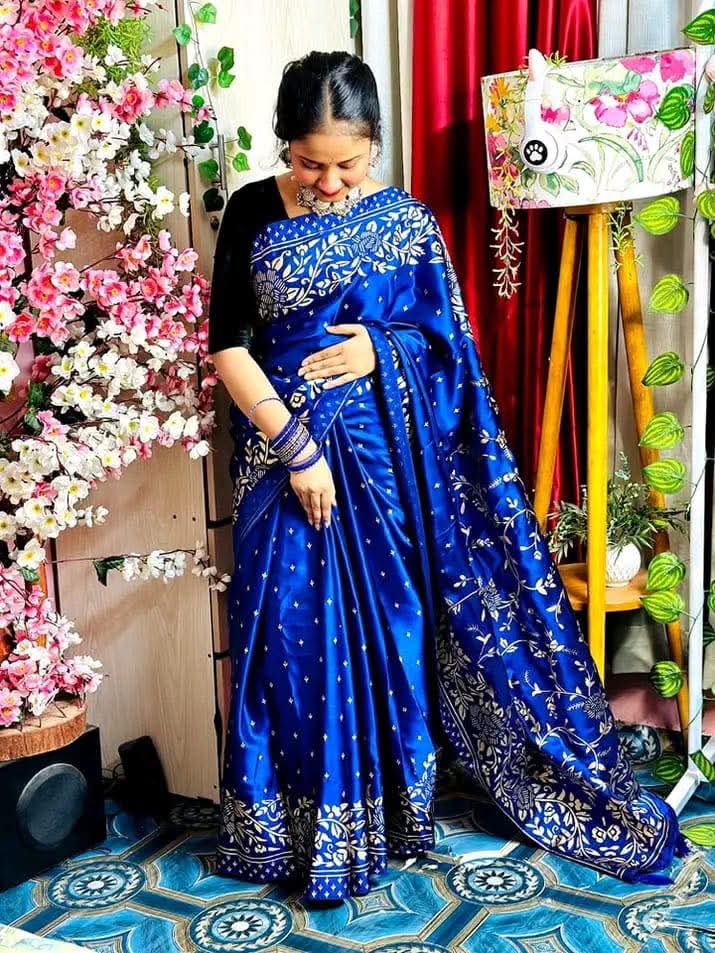 Japani Silk Skin Print Sharee with Blouse Piece