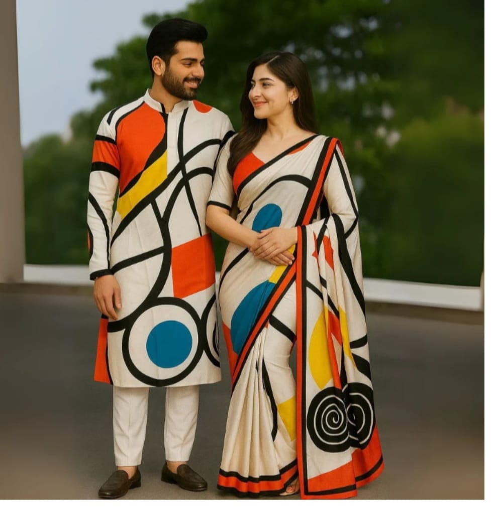 Eid Special Couple Sharee Panjabi Combo ছবি 9