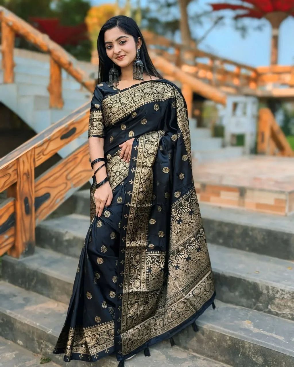 Japani Silk Skin Print Sharee with Blouse Piece ছবি 3
