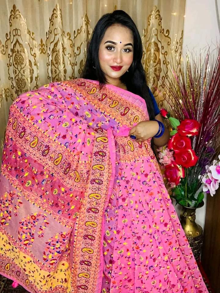 হাফ সিল্ক স্ক্রিন প্রিন্ট শাড়ি ছবি 11