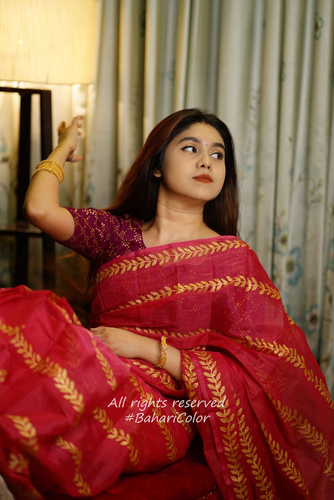 Block Print Sharee with Blouse Piece ছবি 7