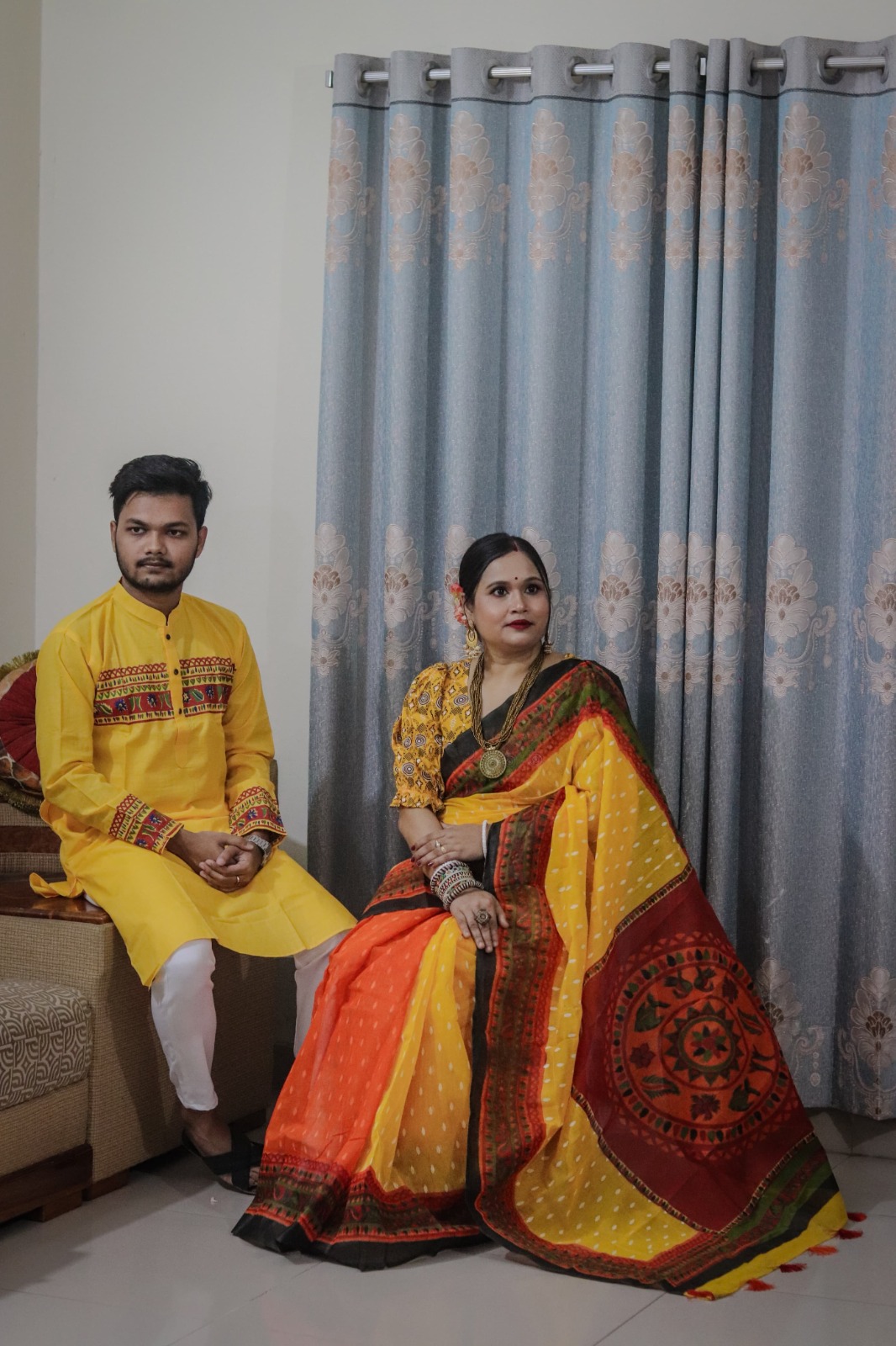 Sharee Panjabi Couple Set (No Blouse Piece) ছবি 12
