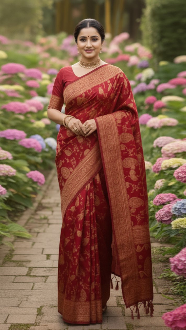 Japani Silk Sharee with Blouse Piece ছবি 16